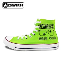 Ярко-зеленый кеды Converse All Star ботаников Gone Wild Cube Дизайн пользовательские ручной росписью обувь высокие кроссовки женщина мужчина