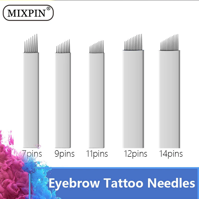 100pcs/lots High Quality White 7/9/11/12/14 Needles Permanent Makeup Blades Manual Eyebrow Tattoo Needles Blade 100pcs/lots High Quality White 7/9/11/12/14 Needles Permanent Makeup Blades Manual Eyebrow Tattoo Needles Blade