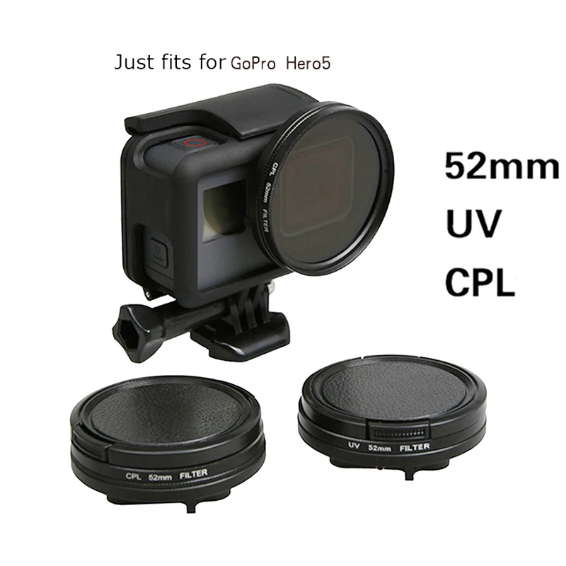 

52mm UV CPL Filter hero5 Camera Accessory for GoPro Hero 7 5 6 Adapter Ring Glasses UV CPL Lens Protective Cap for Gopro Hero 5