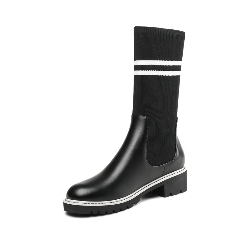 Invierno Muslo black2 Punta Enmayer Altas Redonda Encima Rodilla Causal Negros Por En Black Cr1432 Slip De Del Deslizamiento Bolso La Estirar Botas Mujer Tacones Med Alta UqzW84U