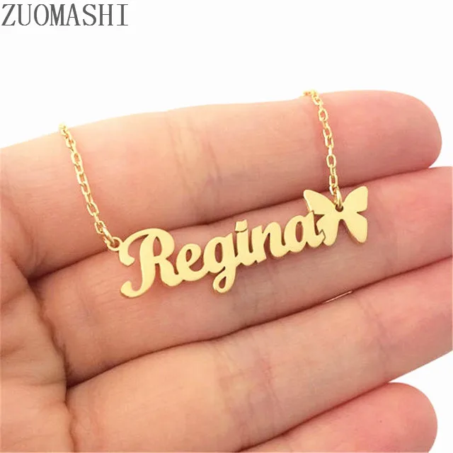 

Personalized Name Necklace With Butterfly Symbol Custom Name Statement Necklace Personalized Jewelry Bridesmaid Gift Handmade