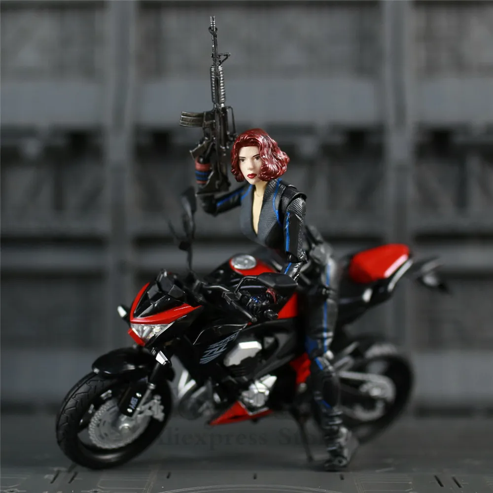 Marvel SHF Black Widow 6" Action Figure Motorcycle Avengers 2 Age of Ultro KO S.H. Figuarts