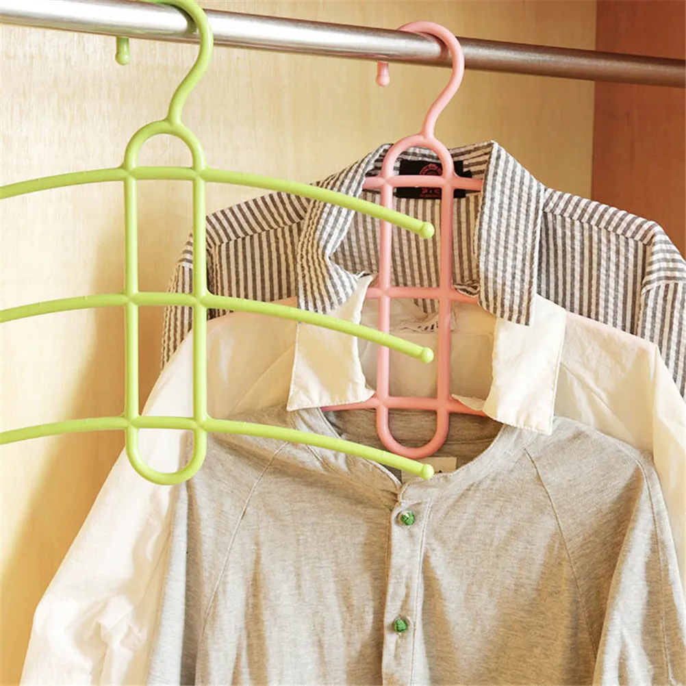 New 1PC Practical Multifunctional 4 Colors Three Layer Anti-skid Plastic Clothes Hanger Rack Wardrobe Wet and Dry Drying Hanger