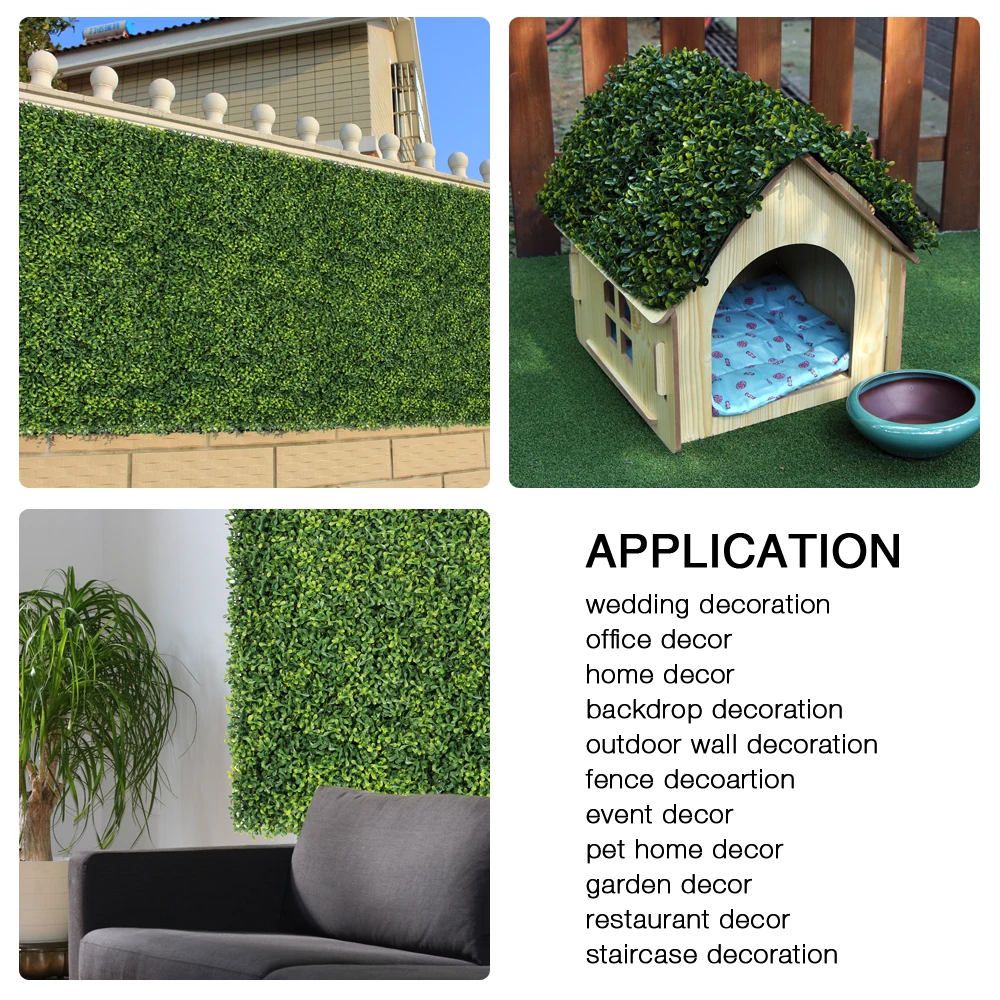 Paneles de Seto ULAND Artificial Boxwood 16 pies cuadrados de interior y exterior para colgar alfombras verdes accesorios decorativos 50x50 cm/ pc 6 Pack
