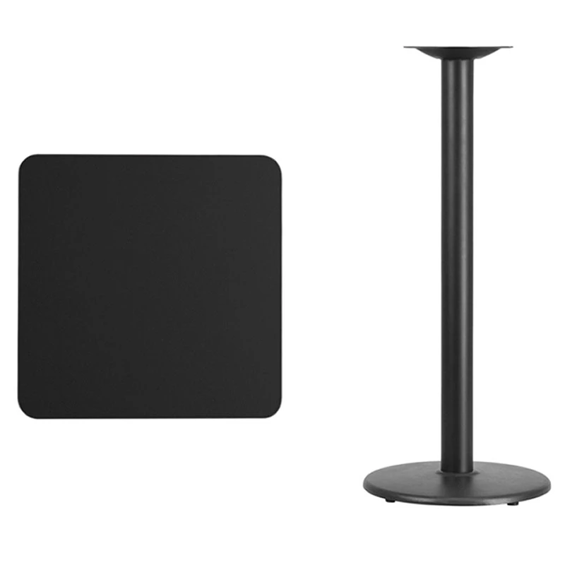 Flash Furniture 24'' Square Black Laminate Table Top with 18'' Round Bar Height Table Base