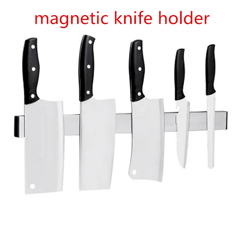 

2 Installation Methods Stainless Steel Kitchen Magnetic Wall Knife Holder Rest Stand for Knives Bar Storage Block Knife Holder