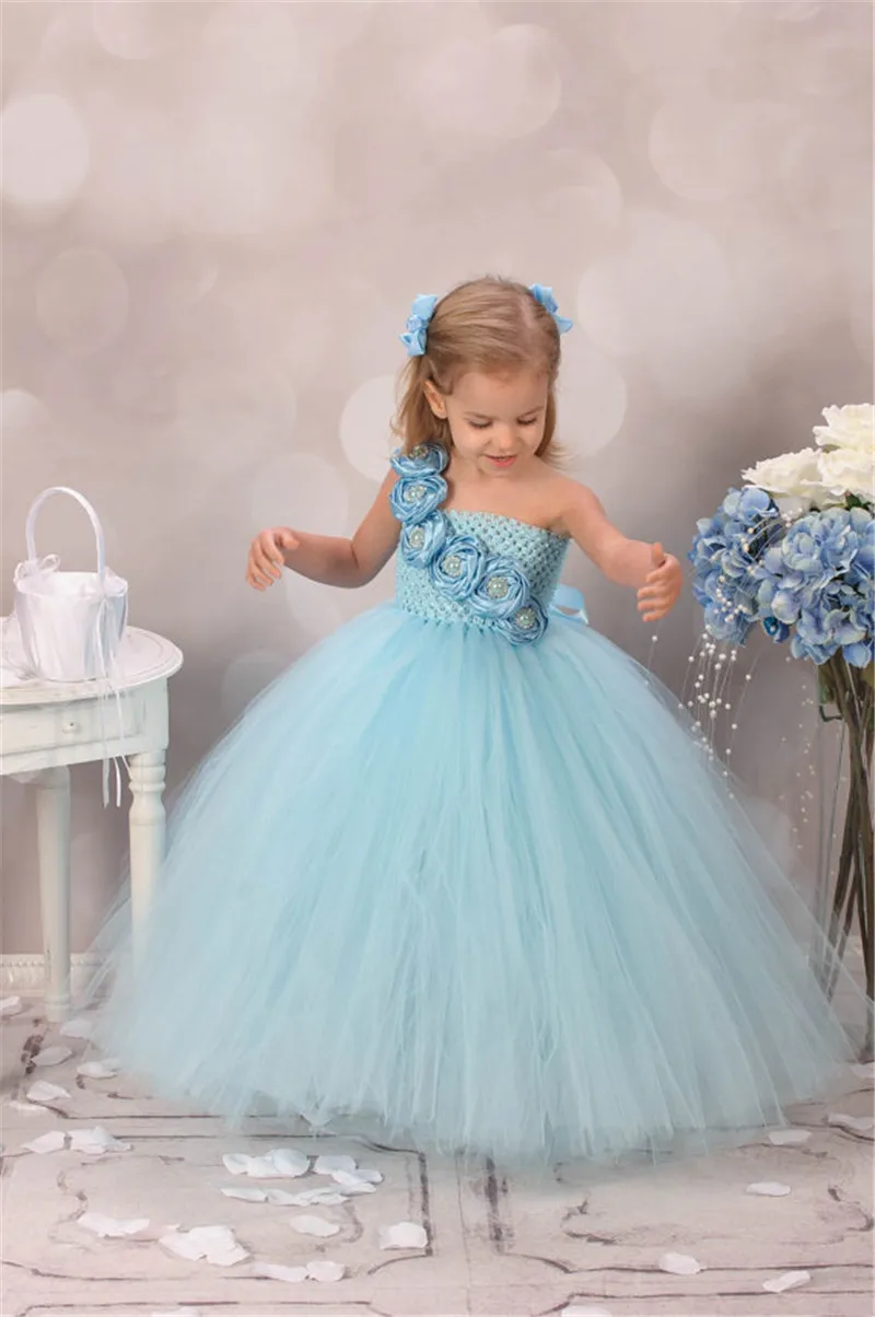 Милые синие платья с цветочным узором для девочек на свадьбу; Детские платья-пачки с розовыми розами для девочек; нарядные вечерние платья; детская одежда
