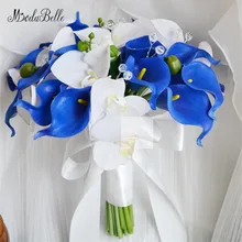Modabelle Королевский синий Калла лилии и Белая орхидея свадебные букеты с кристаллами Свадебные цветы Свадебные букеты синий