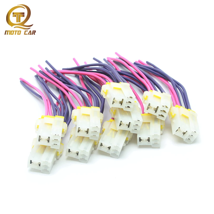 10pcs Universal Violet Relay Socket Copper Wire 5Pin Socket 12-48V Air Conditioning Lamp Oil Pump for Car Moto Boat Truck Socket