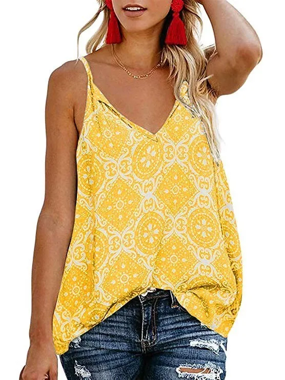 yellow ENXI Women Pregnant Print Vest Nursing Baby For Maternity Sleeveless Blouse Nice And Cool - Цвет: yellow