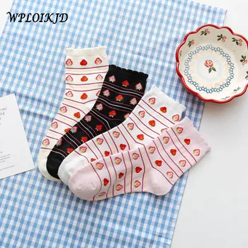 

[WPLOIKJD]Skarpetki Creative Funny Socks Women Cute Japanese Hipster Strawberry Harajuku Socks Femme Fruit Calcetines Mujer Sox