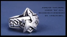 Thai silver gothic rings fashion rock punk tide men 925 silver jewelry pentagram ring