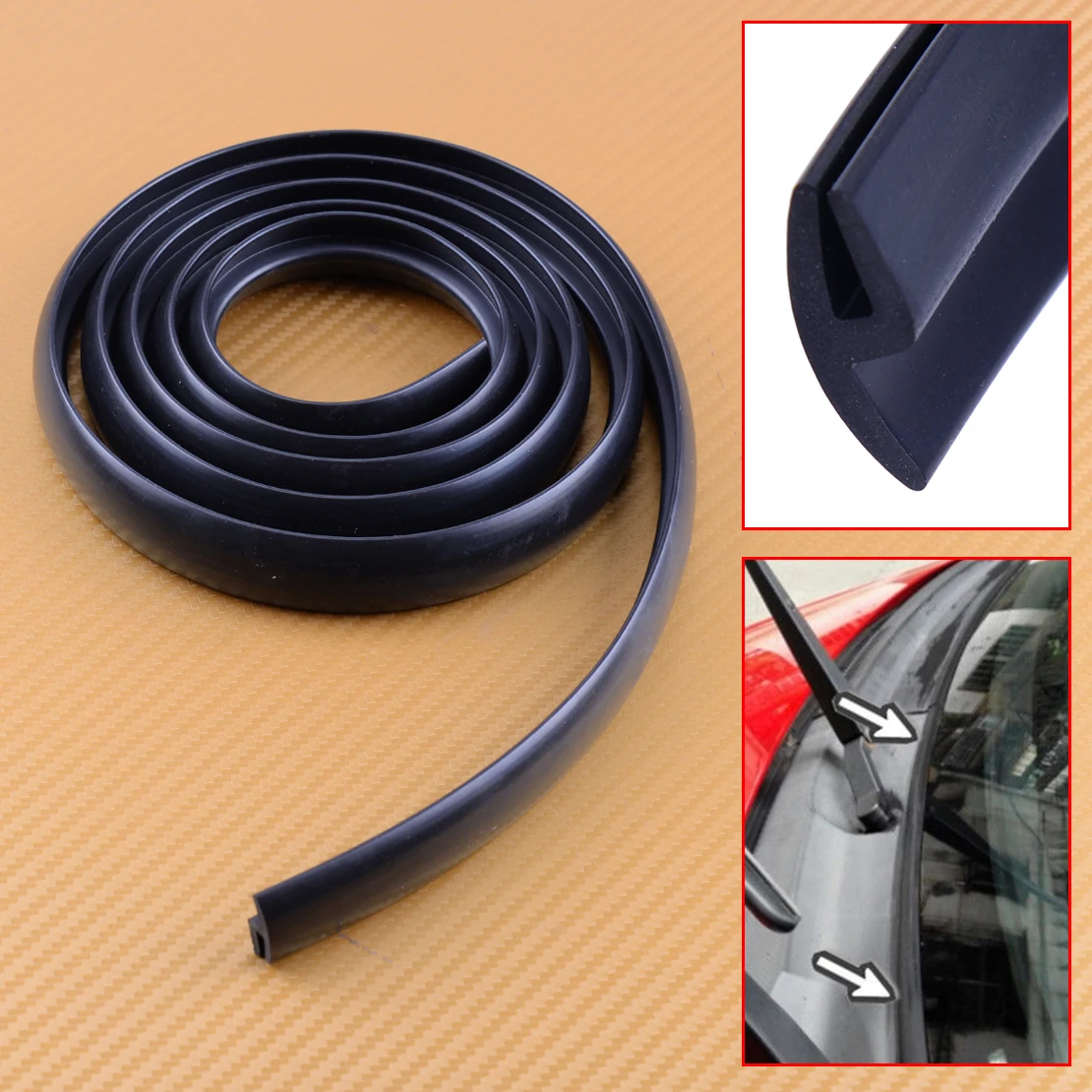 

CITALL 1.7M Universal Black Car Ageing Under Front Windshield Panel Sealed Trim Trim Moulding Rubber Strips For VW FORD OPEL BMW