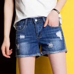 2019 Весна Лето шорты женские средней талии рваные крутые джинсовые шорты Осенние сексуальные короткие джинсы feminino плюс размер 25-32