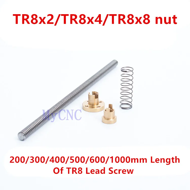 

Funssor 200/300/400/500/600/1000 мм, Длина TR8 ходовой винт TR8 Пружинные анти-люфт гайка ликвидации регулировочная гайка для Reprap
