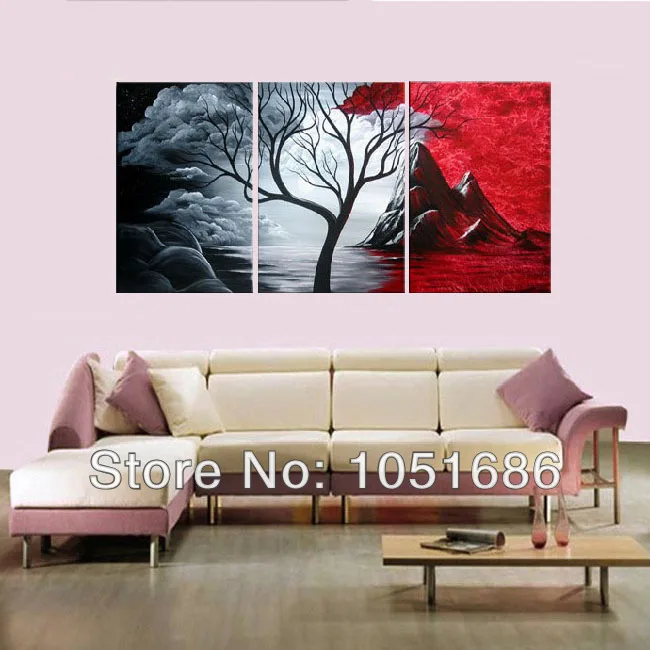 black white red canvas art