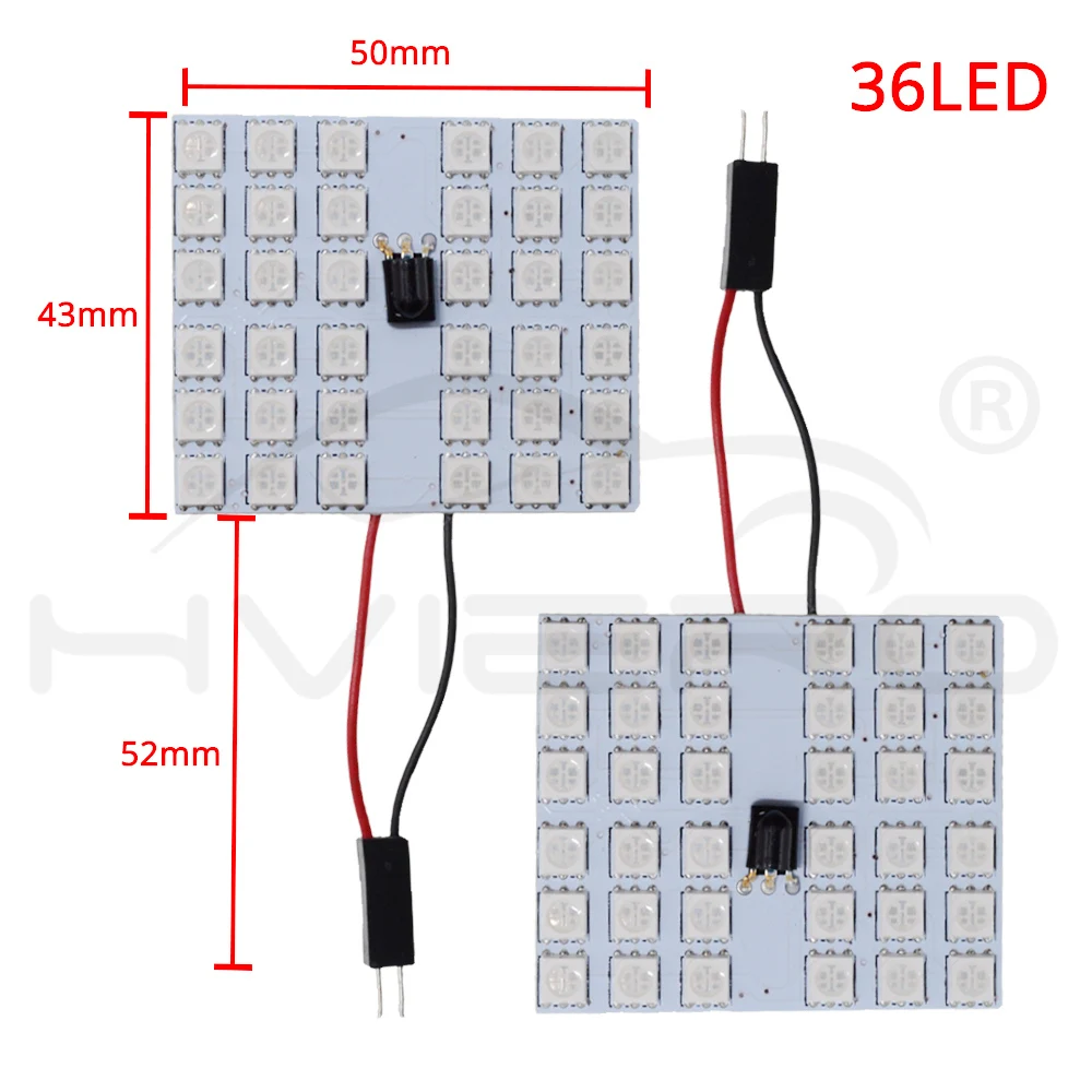 2X DC 12 В T10 RGB 5050 36SMD красочный автомобиль светодио дный BA9S удаленного Управление Панель интерьер Авто лампы чтения купол переходник для