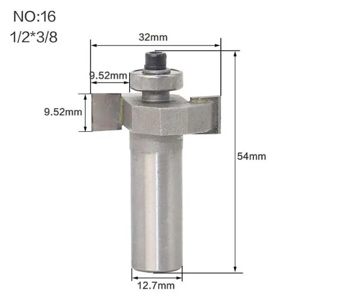 1/" 1/2 хвостовик" Т "типа печенья шарнирный слот резак для соединения/долбежные фрезы для деревообработки - Длина режущей кромки: NO 16