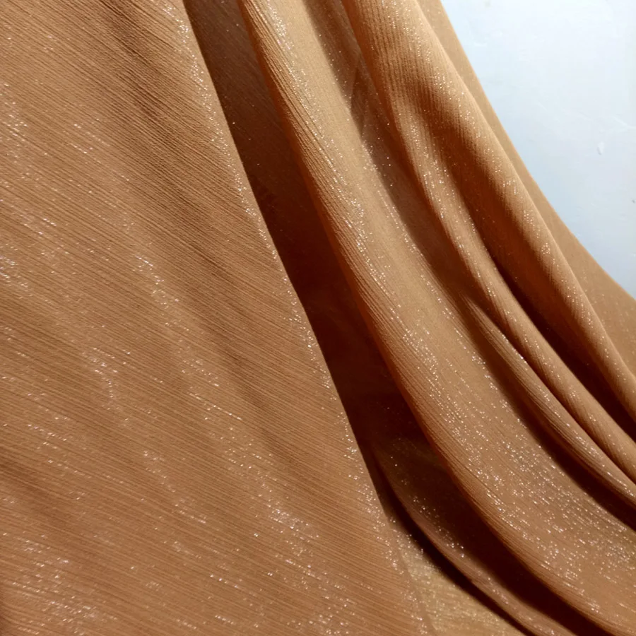 

Shiny Dancing Dress Fabric Shimmer Metallic Crepe Cosplay Chiffon Silky Fabric Light Soft DIY Fabric Qualified 1 Yard