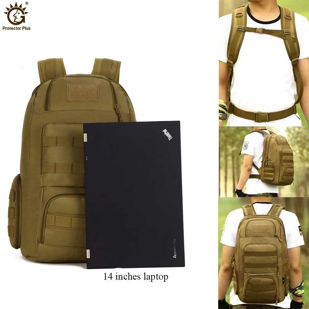 Mochila táctica militar 40L 14 pulgadas portátil Mochila de Nylon impermeable de los hombres de viaje Mochila Hombre
