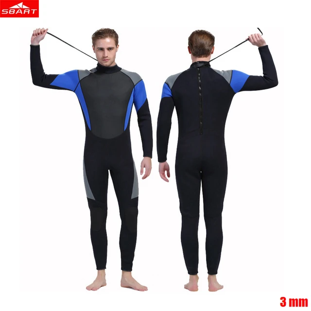 Sbart 3mm Men neoprene wetsuit color stitching Zipper Surf Black Diving