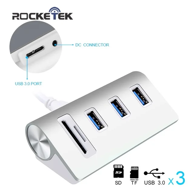 Best Price Rocketek 3.0 Hub Multi USB 3 Port Adapter Splitter Power Interface SD/TF Card Reader For MacBook Air Computer Laptop Accessories