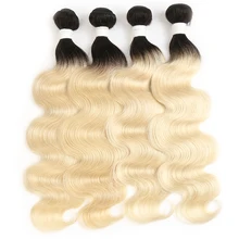 1B/613 объемные волнистые человеческие волосы, пучок волос KEMY, два тона, Омбре, блонд, бразильские волосы, волнистые пряди, 1 шт., не Реми, волосы для наращивания