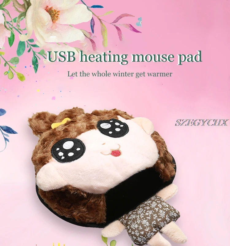 Мультяшный милый коврик для мыши с подогревом через USB подставкой на запястье и