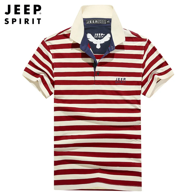 

JEEP SPIRIT Polo Shirt Men Summer Polo Shirts Men High-grade Polos para hombre Breathable Striped Cotton camisas chemise M-3XL