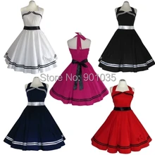 free shipping ladies tartan pu collar 50 s fashion dress UK8 24