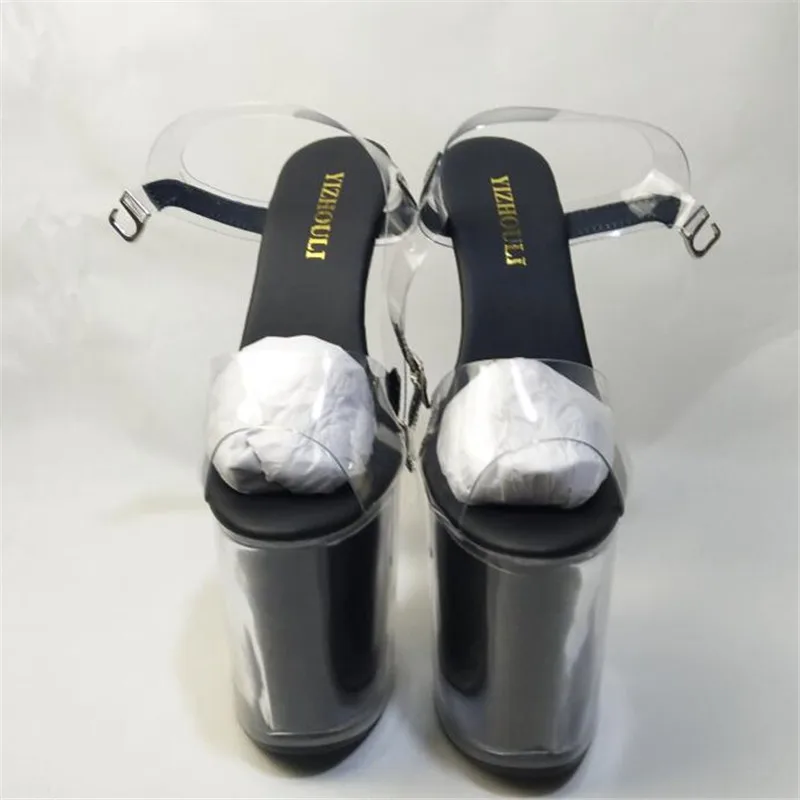 Transparent crystal high heel platform, pole shoes, 20cm high heels platform sandals party, wedding Dance Shoes