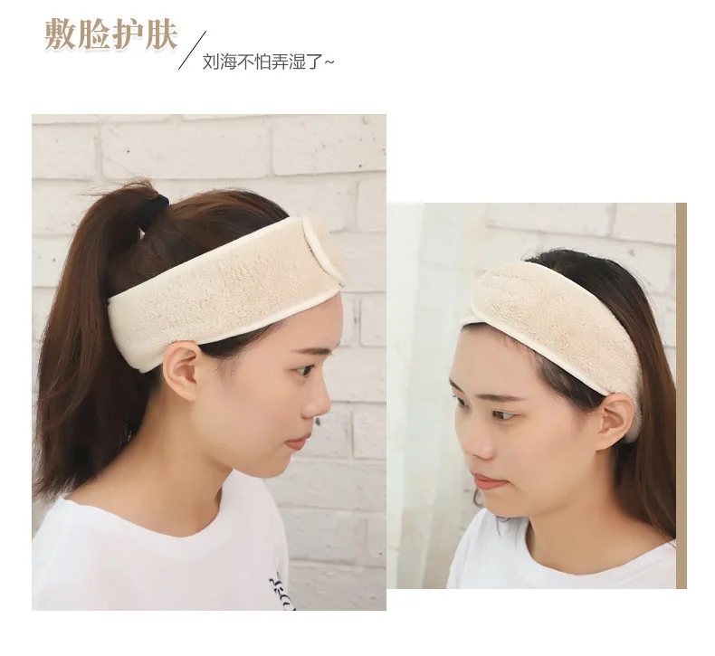 Eyelashes Extension Spa Facial Headband Make Up Wrap Head Terry Cloth Headband Stretch Towel with Magic Tape Makeup Hairband