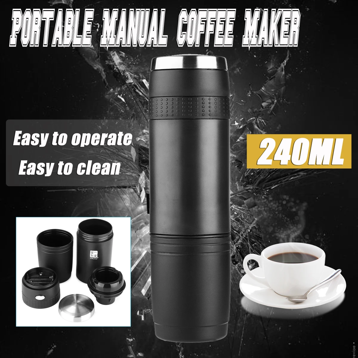 

240ML Outdoor Coffee Machine Mini Portable Electric Hand Punch Coffee Pot Pressure Espresso Coffee Machine For Home Travel