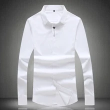 Высокое качество, белые мужские рубашки, новинка, модные мужские облегающие рубашки с длинным рукавом, однотонные черные рубашки M-XXXXL#65655