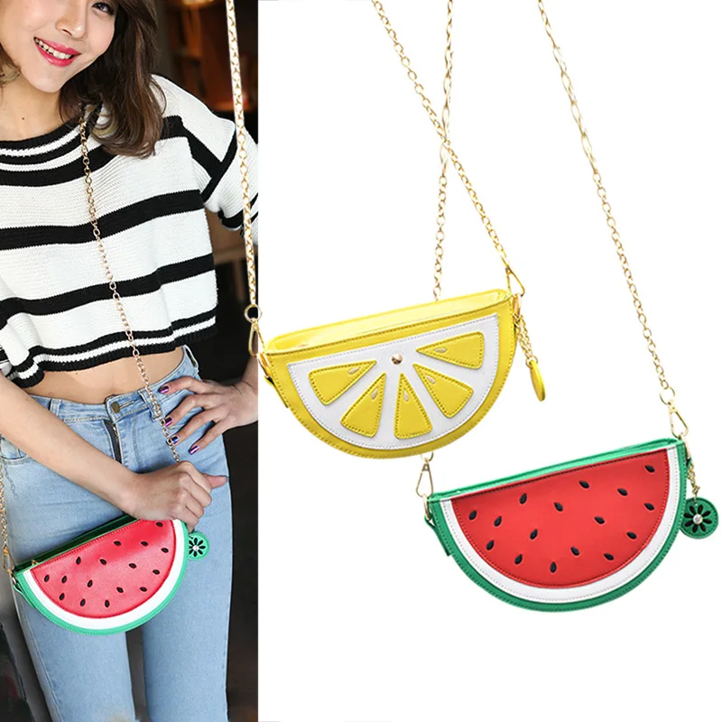 

Watermelon Orange Shaped Bag Evening Clutch Bag Fruit Chain Messenger Small Crossbody Bags For Women Purses BS88