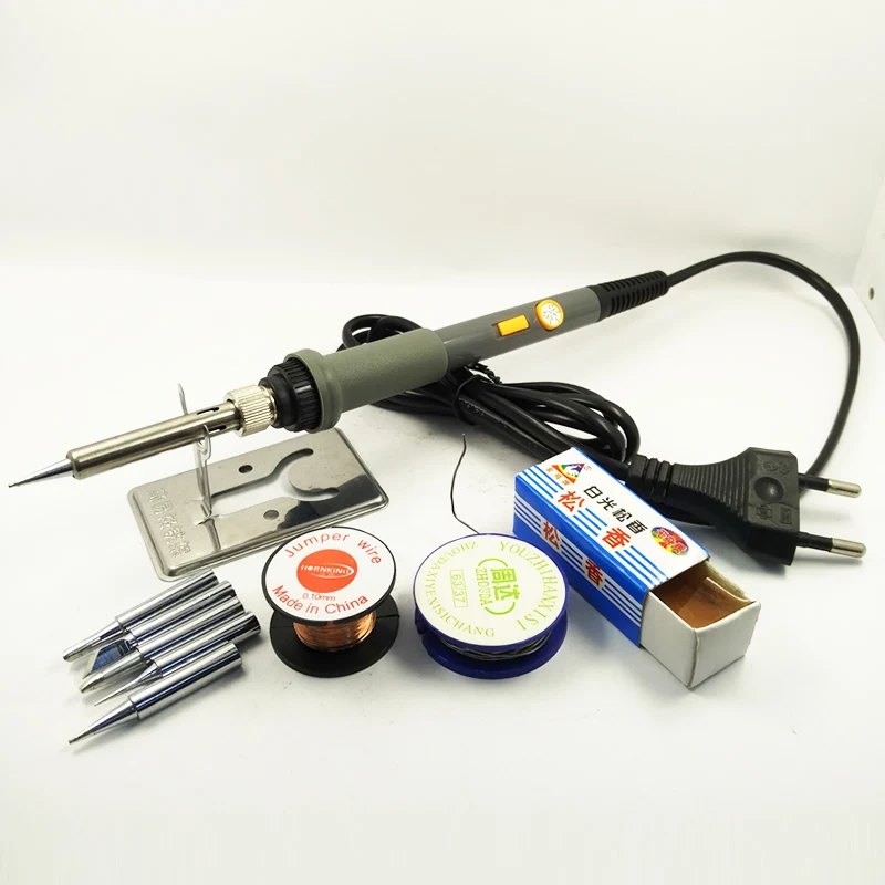 DGKS 60W Power Switch Adjustable Temperature Electric Soldering Iron Set Welding Solder Station Heat Pencil Repair 10ps Tool Kit