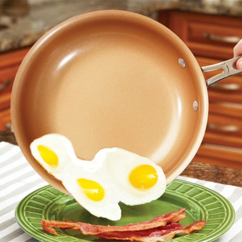 

Non-stick Copper Frying Pan with Ceramic Coating Induction Cooking Frying Red Pans Oven & Dishwasher Safe 10 Inches Skillet
