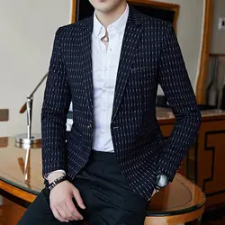 Классический Полосатый костюм для мужчин куртка Размеры 3XL Slim Fit бизнес Банкетный s костюмы куртки Новинка 2019 года отдыха