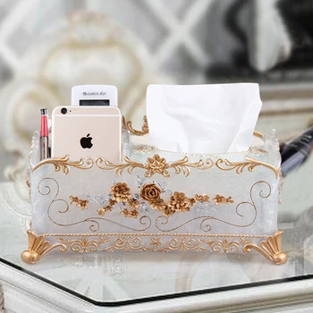 

European luxury multifunctional tissue box retro Home Furnishing decoration remote storage box resin