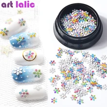 1 коробка для дизайна ногтей Рождественская Снежинка блестки смешанные 3D разноцветные блестки Типсы маникюрные украшения DIY зимний стикер
