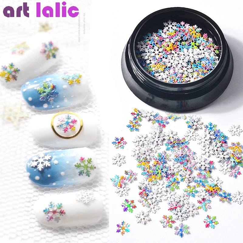 

1 Box Nail Art Christmas Xmas Snowflake Glitter Mixed 3D Multi Color Sequins Tips Manicure Decorations DIY Winter Sticker