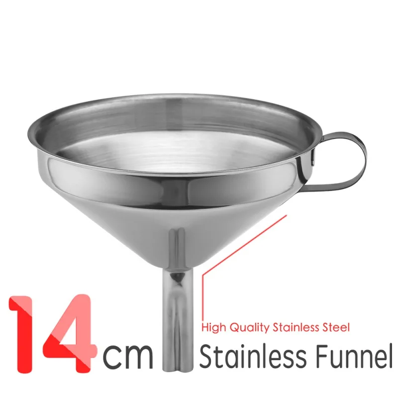 Durable Funnel Stainless Steel Kitchen Oil Honey with Detachable Strainer/Filter Canning Liquid Powder Funnel Removable