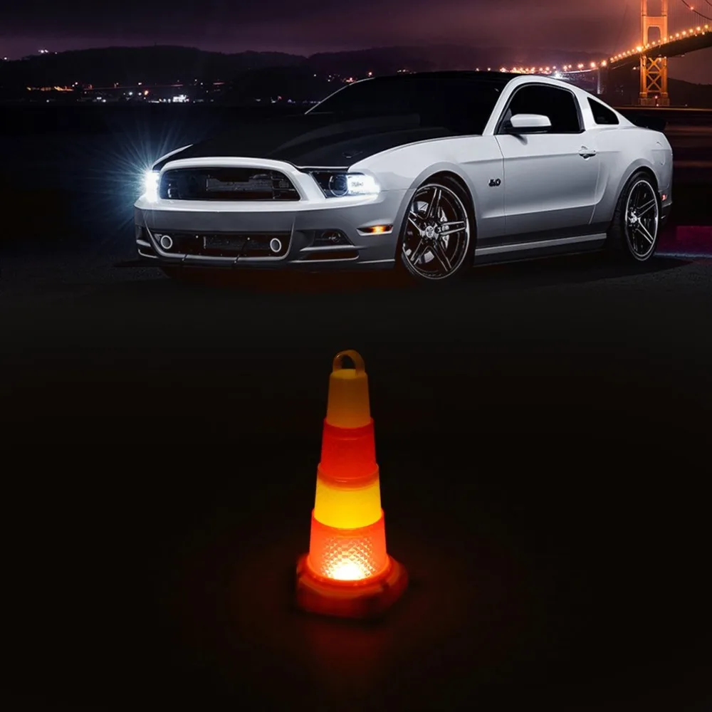

2018 Foldable Collapsible Orange & Red Flash LED Warning Light Road Safety Cone Traffic Pop Up Parking Multi Purpose