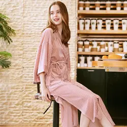 2018 пикантные элегантные для женщин пижамы Pleuche новая осенняя одежда для сна модные Свободные Повседневное ночная женская высокое
