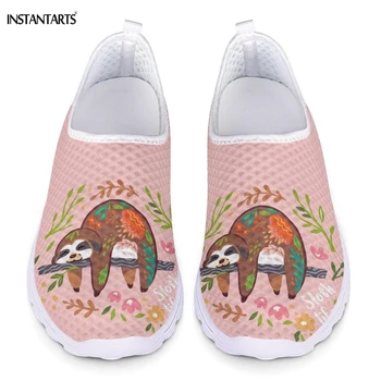 

INSTANTARTS Kawaii 3D Animal Lazy Sloth Woman Pink Running Shoes Lady Mesh Breathable Sneakers Summer Slip On Zaptillas Mujer