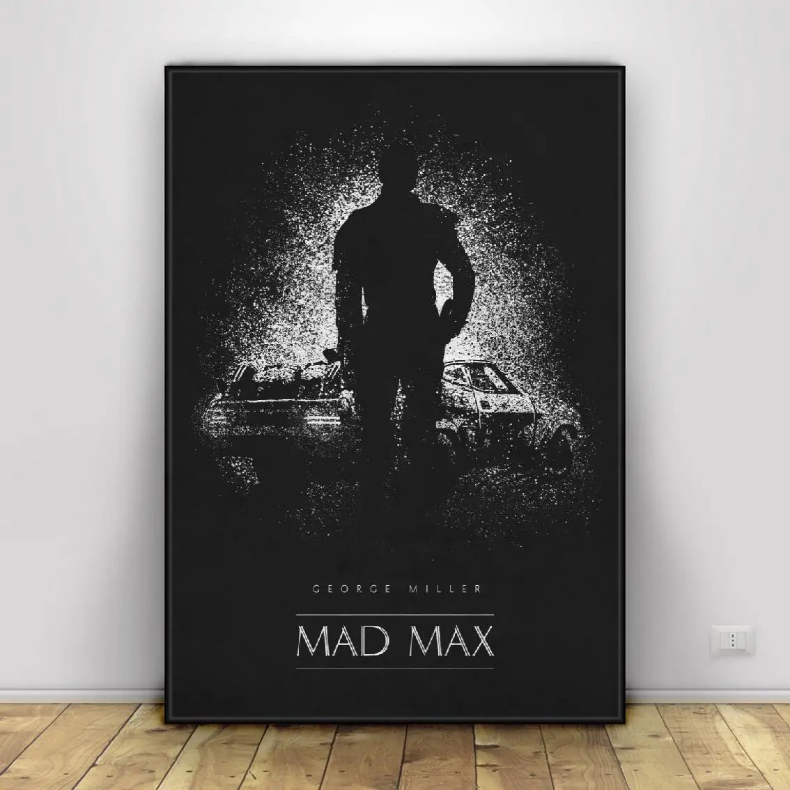 Классический шелковый постер Mad Max черно белого цвета с изображением фильмов