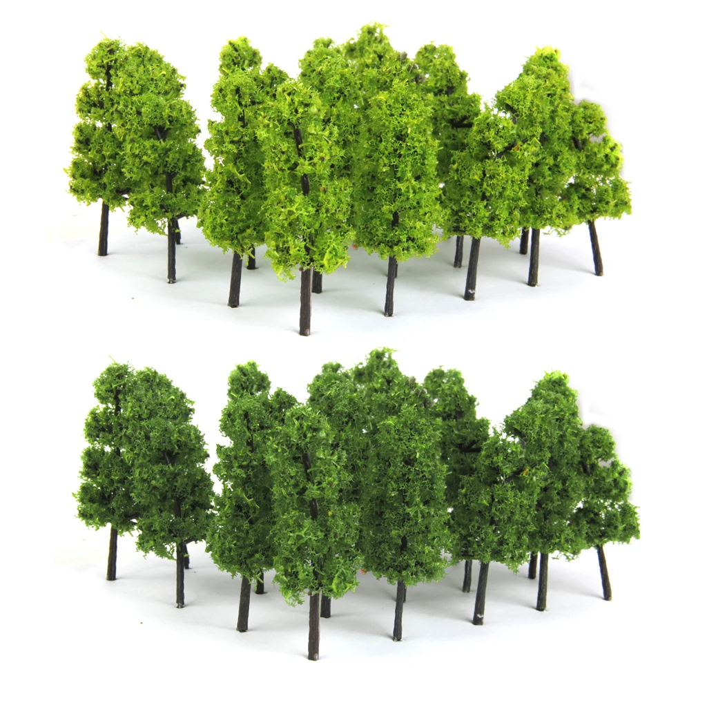 

40pcs Train Railway Tree Models Green HO Z Scale for Diorama Architecture Prop 1/100 and 1/200 Scale