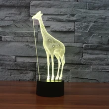 Милый 3D Видение лампы Жираф 7 видов цветов меняющийся светодиодный лампа настольная акриловая Детская украшение для детской спальни ночник