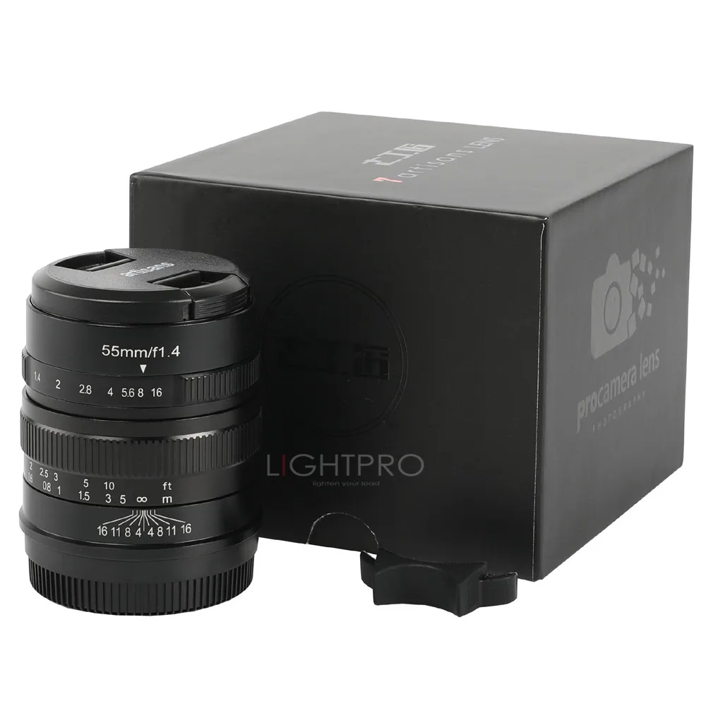 7 ремесленников 55 мм F1.4 Большая диафрагма портрет ручной фокус микро объектив камеры подходит для Canon eos-m крепление E-Mount Fuji FX-количество