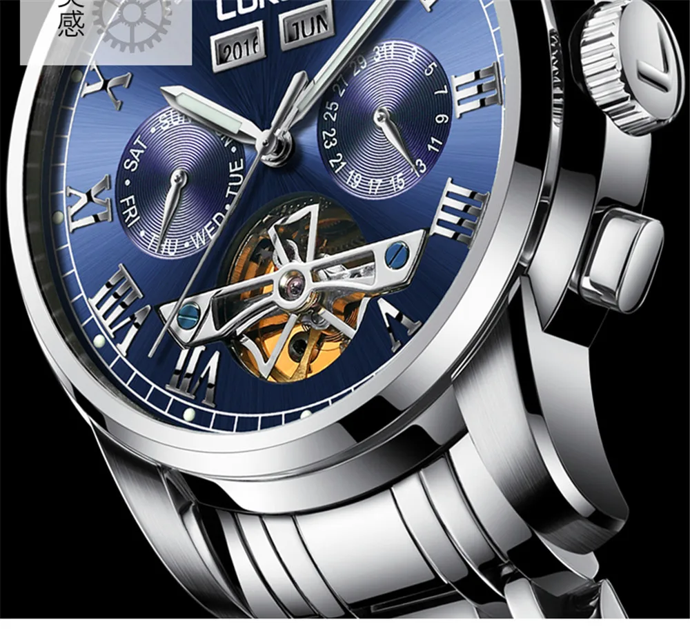 Люксовый бренд LOREO Tourbillon часы Мужские механические часы сапфировые водонепроницаемые 50 м модные мужские часы Relogio